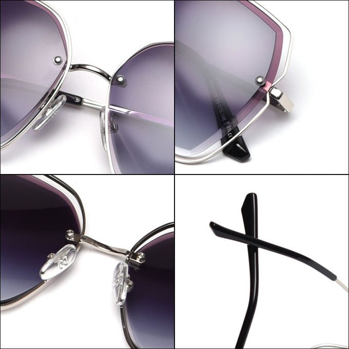 Adult Metal Frame Polarized Sunglasses Hollow Gradient Lens Rimless Designer 3