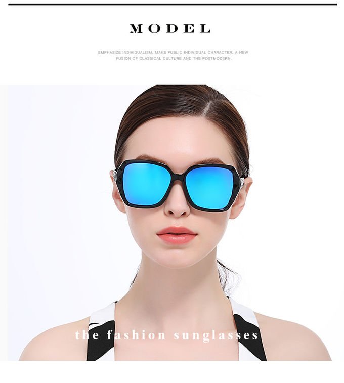 Women Big Square Oversized Sunglasses BSCI Custom Polarized Sunglasses Sparkling Composite Shiny Frame 0