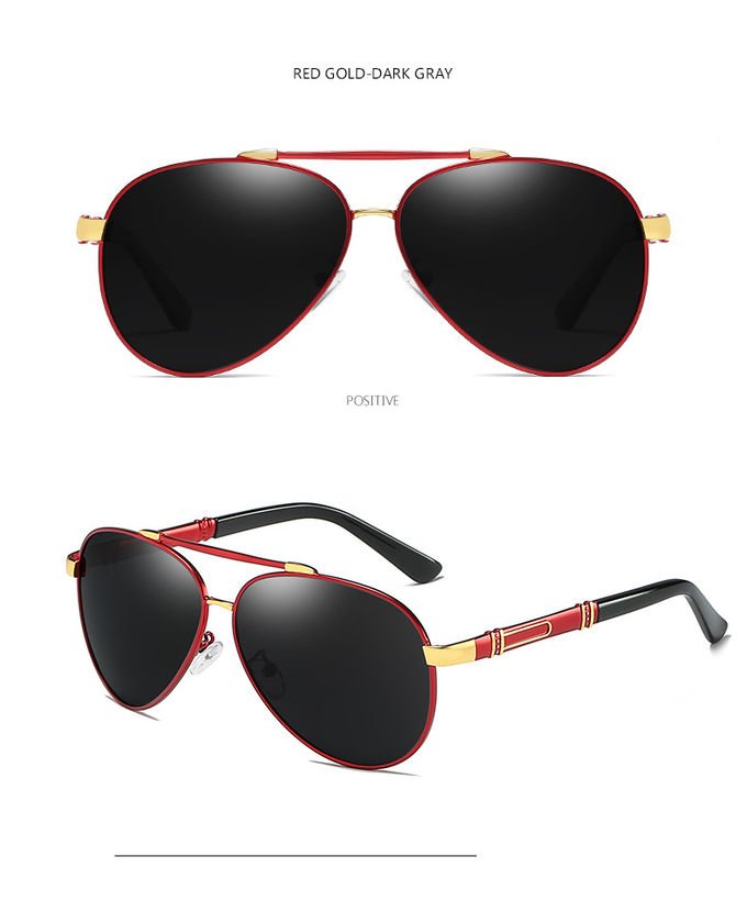 Fashion Metal Frame Polarized Sunglasses Black UV400 Oversized Metal Frame Glasses 1