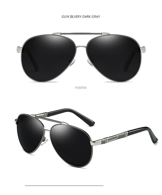 Fashion Metal Frame Polarized Sunglasses Black UV400 Oversized Metal Frame Glasses 2