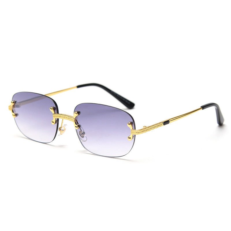 China Metal Square Frameless Sunglasses UV400 Punk Personality Street Photography company