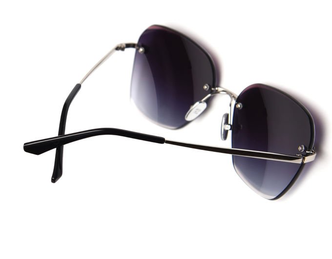Rectangle Trimmed Women Rimless Crystal Sunglasses 140mm Metal Frame Polarized 2