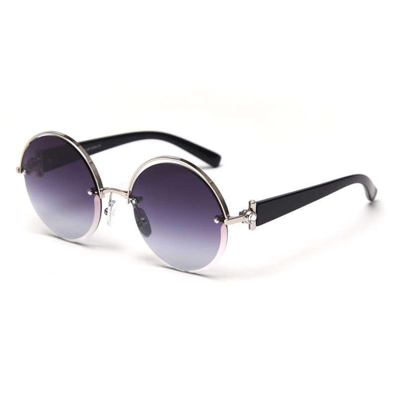 buy Cut Half Frame UV400 Hollow Round Polarized Sunglasses Female Ins Net Celebrity Street Fashion online manufacturer