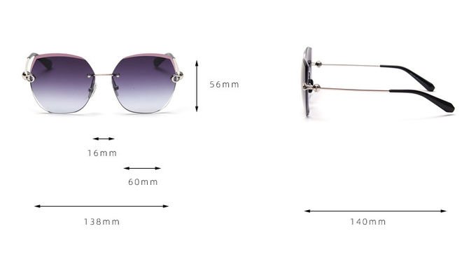 Rimless Women UV400 Metal Frame Polarized Sunglasses Oversized Gradient 4