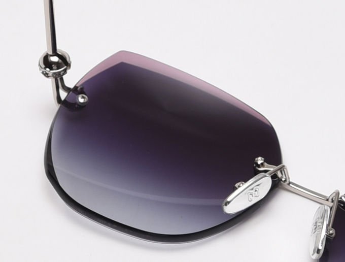 Rimless Women UV400 Metal Frame Polarized Sunglasses Oversized Gradient 0