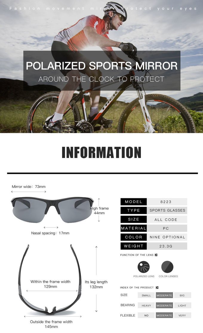 Cycling Running Sports Polarized Sunglasses Rectangle Half Rim Women Men 1