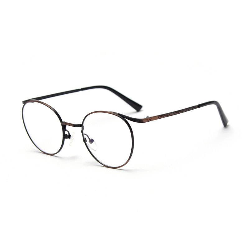 Vintage Anti Blue Light Metal Optical Round Frame Plain Lens Men Women Fashionable Computer Glasses
