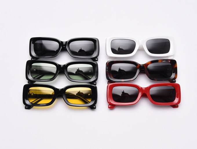 Colorful Lens Small 143MM Trendy Rectangle Frame Sunglasses BSCI TR90 7