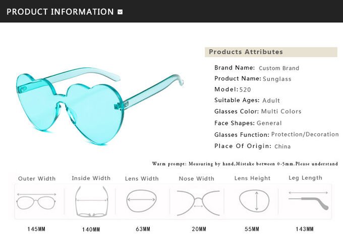 BSCI Love Heart Shaped Sunglasses Clear Jelly Color For Women Lady 6
