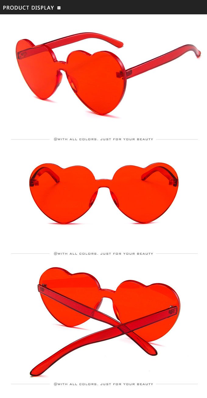 BSCI Love Heart Shaped Sunglasses Clear Jelly Color For Women Lady 5