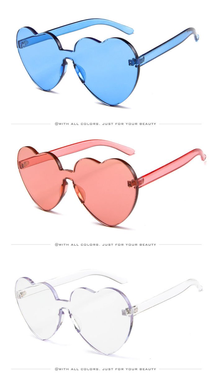BSCI Love Heart Shaped Sunglasses Clear Jelly Color For Women Lady 4