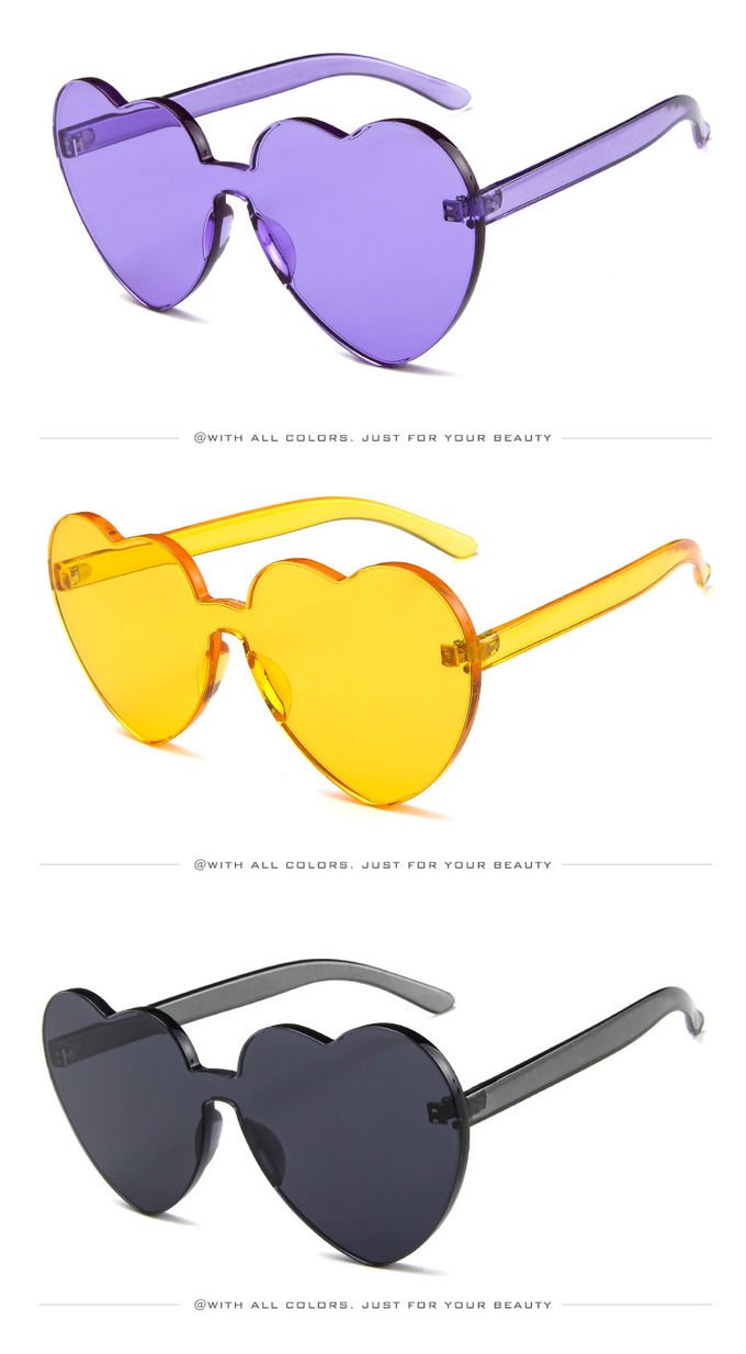 BSCI Love Heart Shaped Sunglasses Clear Jelly Color For Women Lady 3