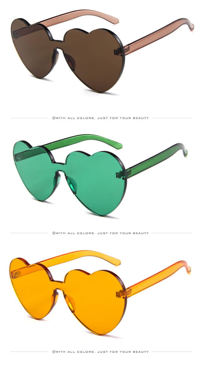 BSCI Love Heart Shaped Sunglasses Clear Jelly Color For Women Lady 2