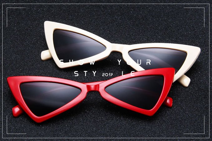 Triangle UV400 Vintage Women Retro Cat Eye Sunglasses 0