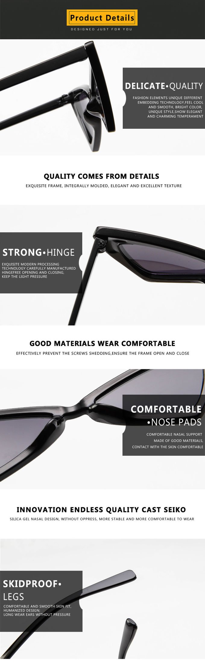 Triangle UV400 Vintage Women Retro Cat Eye Sunglasses 6