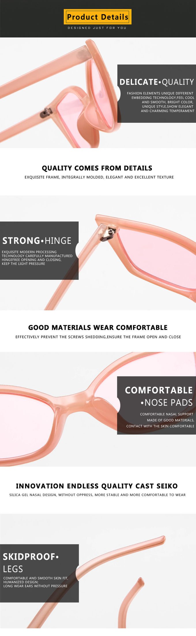 Women'S Triangle Shape BSCI Small Frame Cat Eye Sunglasses 147MM 4