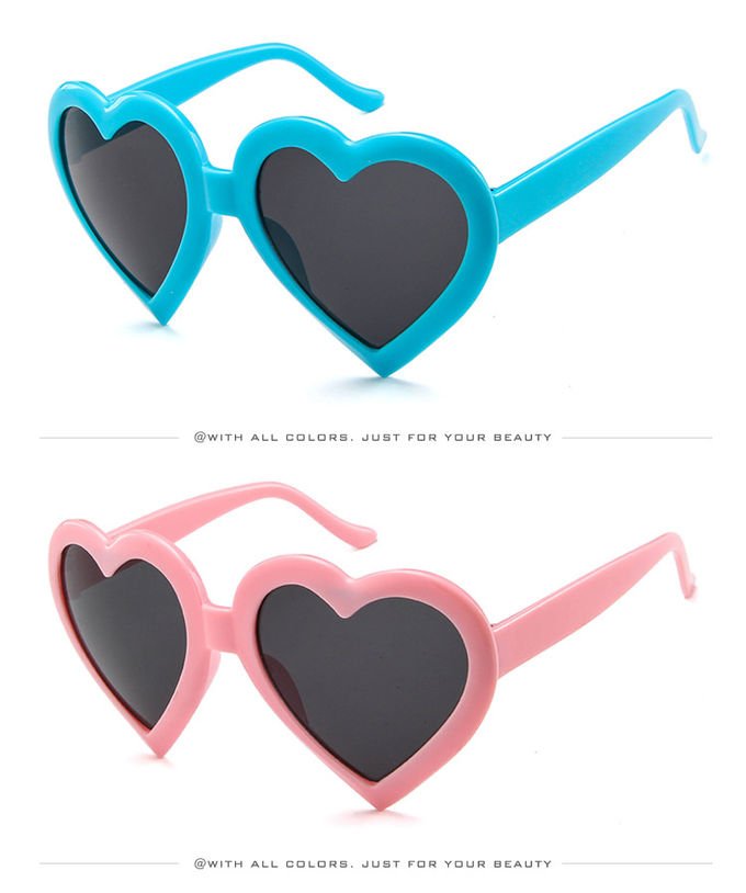Women UV400 BSCI Love Heart Shaped Sunglasses Cat Eye Mod Vintage Style 1