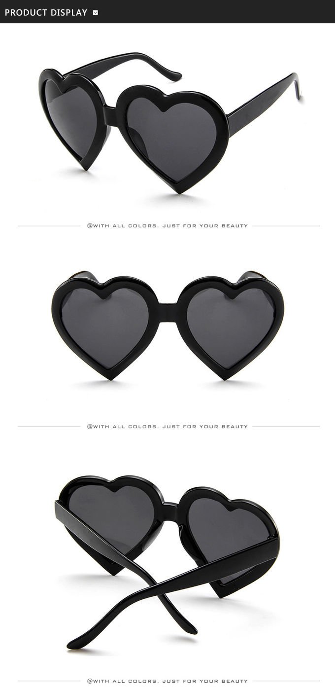 Women UV400 BSCI Love Heart Shaped Sunglasses Cat Eye Mod Vintage Style 4