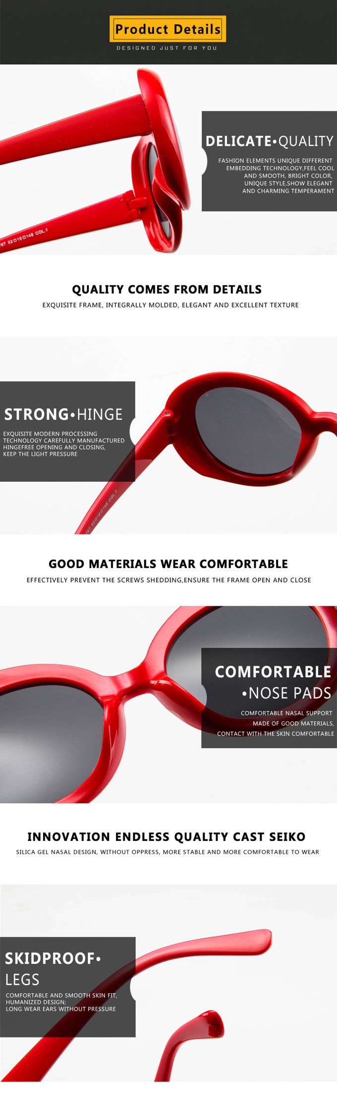 Fashion 2020 BSCI 140MM Oval Shape Sunglasses Multi Color UV400 Promotion 8